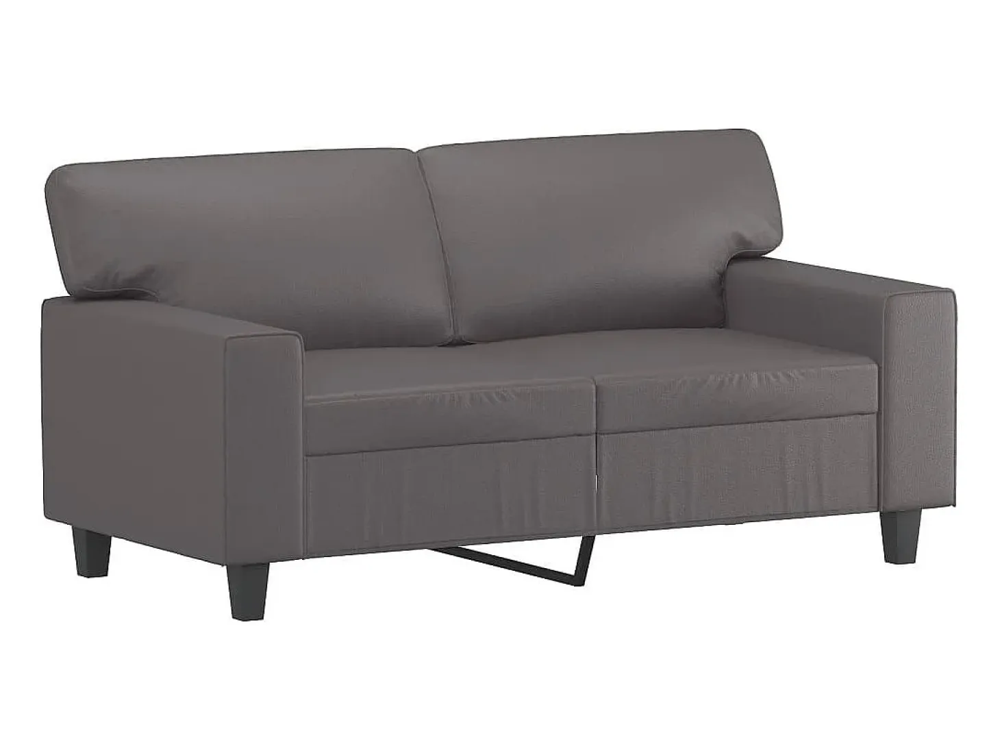 Sofá de 2 plazas con cojines cuero sintético gris 120 cm