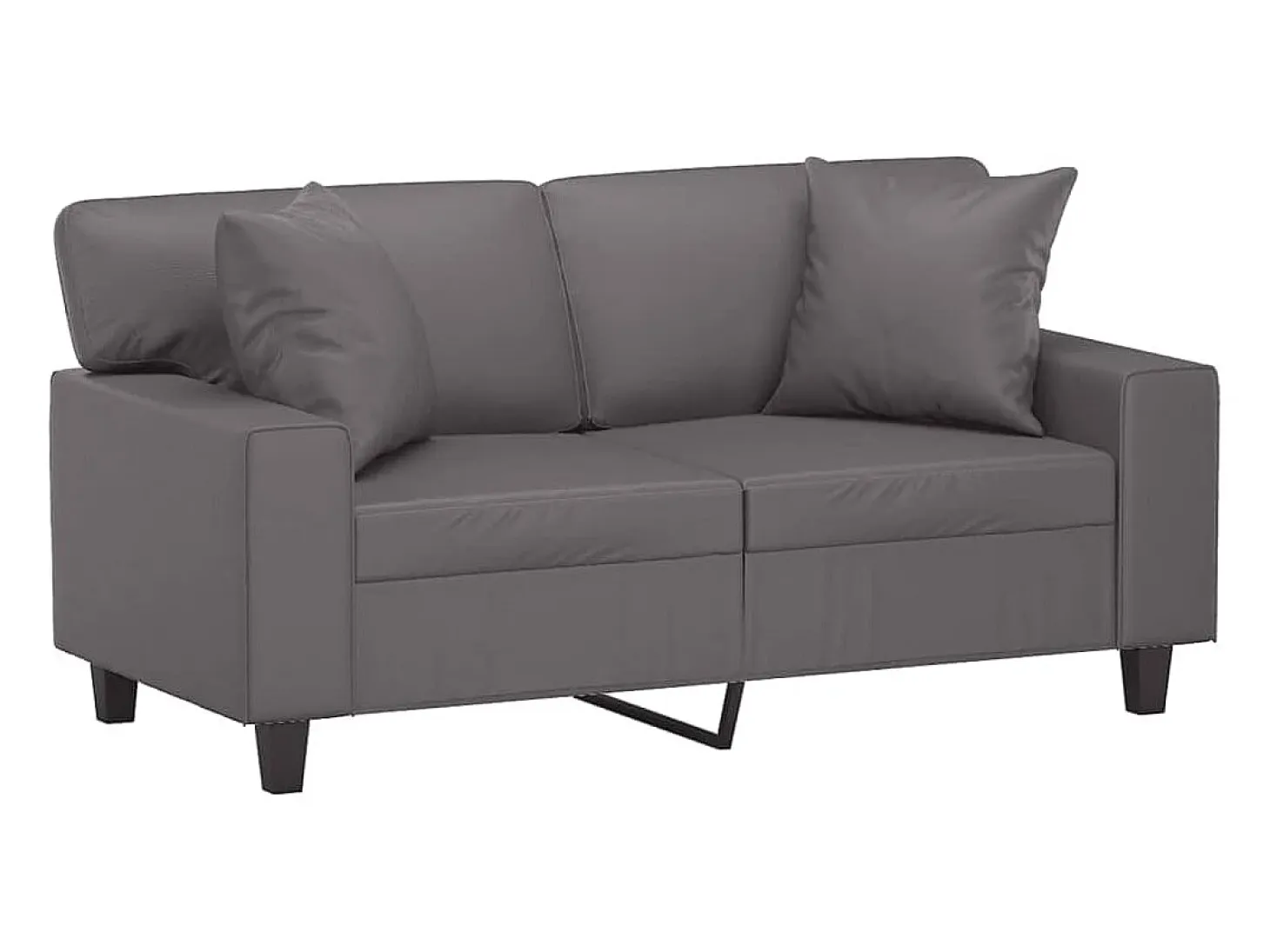 Sofá de 2 plazas con cojines cuero sintético gris 120 cm