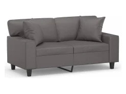 Sofá de 2 plazas con cojines cuero sintético gris 120 cm