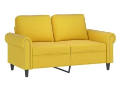 Sofá de 2 plazas con cojines terciopelo amarillo 120 cm