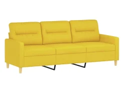 Sofá de 3 plazas con cojines tela amarillo claro 180 cm