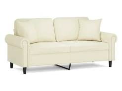 Sofá de 2 plazas con cojines terciopelo color crema 140 cm