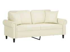 Sofá de 2 plazas con cojines terciopelo color crema 140 cm