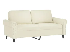 Sofá de 2 plazas con cojines terciopelo color crema 140 cm
