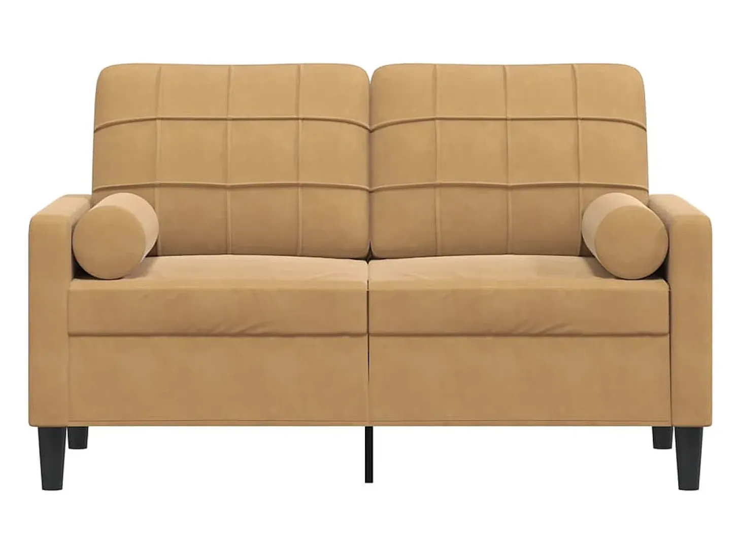 Sofá de 2 plazas con cojines terciopelo marrón 120 cm