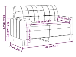 Sofá de 2 plazas con cojines terciopelo marrón 120 cm