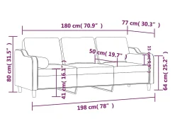 Sofá de 3 plazas con cojines tela marrón 180 cm