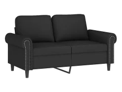 Sofá de 2 plazas con cojines terciopelo negro 120 cm