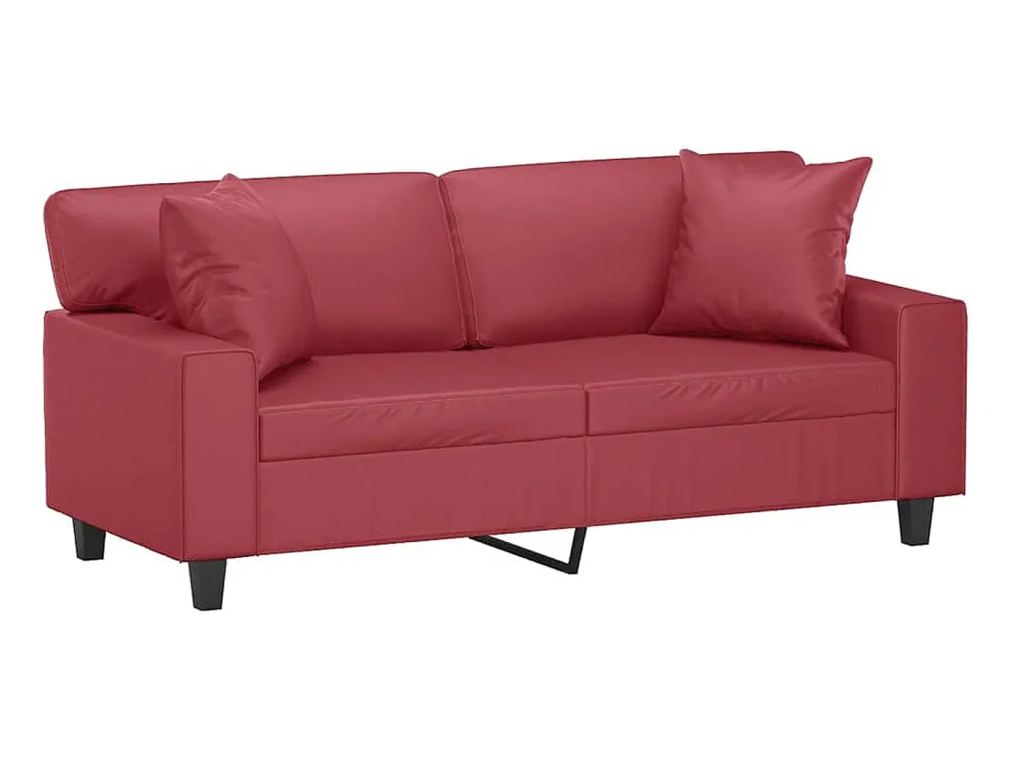 Sofá de 2 plazas con cojines cuero sintético rojo tinto 140 cm