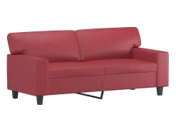 Sofá de 2 plazas con cojines cuero sintético rojo tinto 140 cm