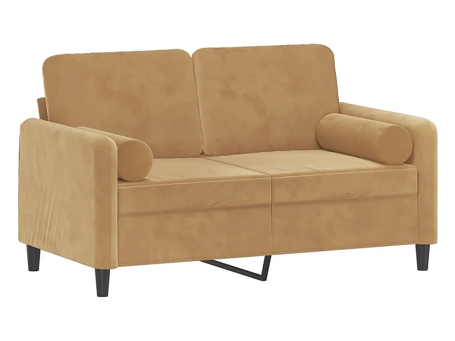 Sofá de 2 plazas con cojines terciopelo marrón 120 cm