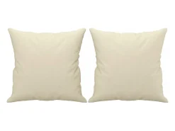 Sofá de 2 plazas con cojines cuero sintético color crema 140 cm