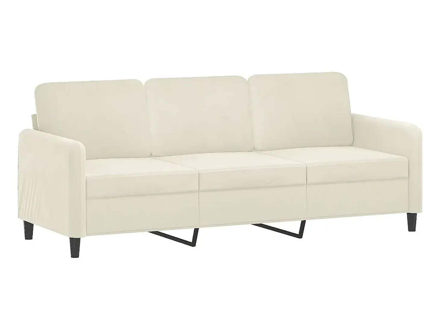 Sofá de 3 plazas con cojines terciopelo color crema 180 cm