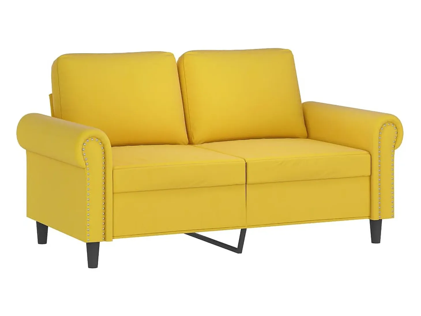 Sofá de 2 plazas con cojines terciopelo amarillo 120 cm ES358065