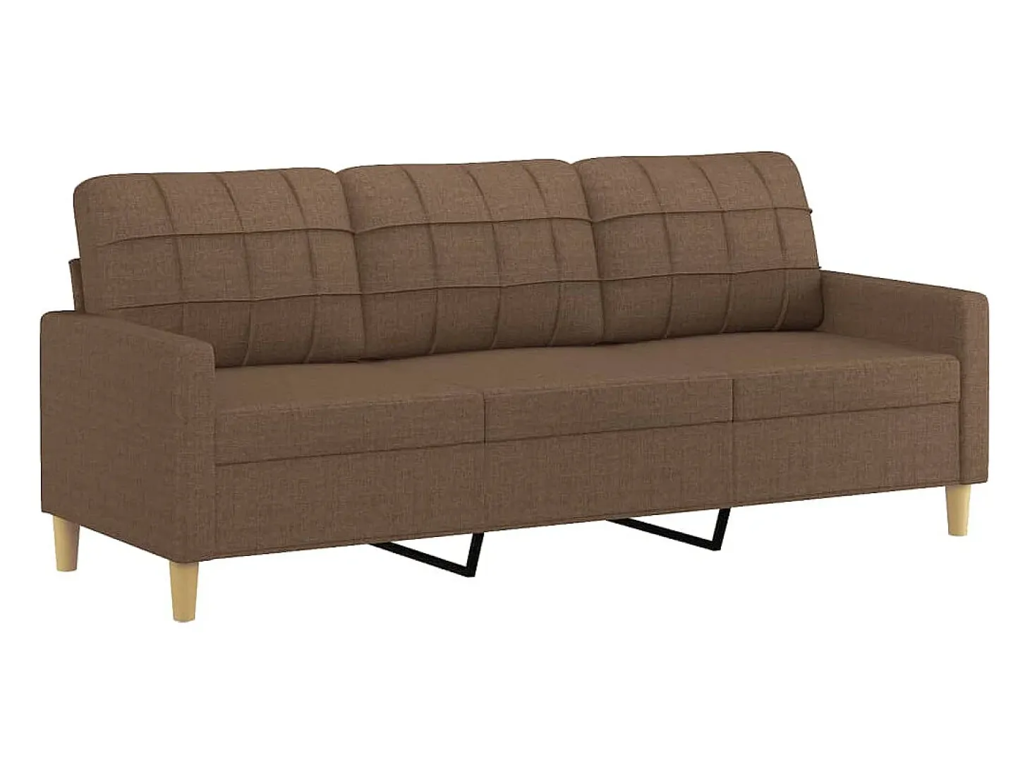 Sofá de 3 plazas con cojines tela marrón 180 cm