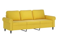 Sofá de 3 plazas con cojines terciopelo amarillo 180 cm