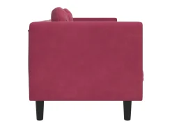 Sofá de 2 plazas con cojines terciopelo rojo tinto