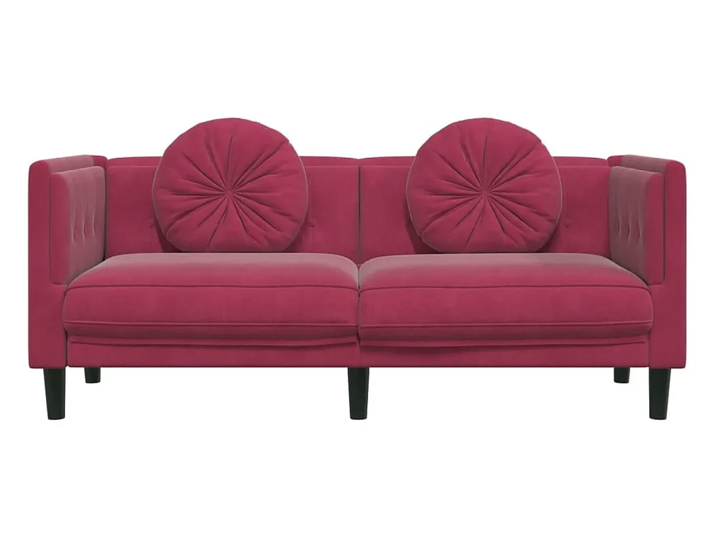 Sofá de 2 plazas con cojines terciopelo rojo tinto