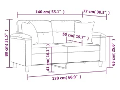 Sofá de 2 plazas con cojines cuero sintético capuchino 140 cm