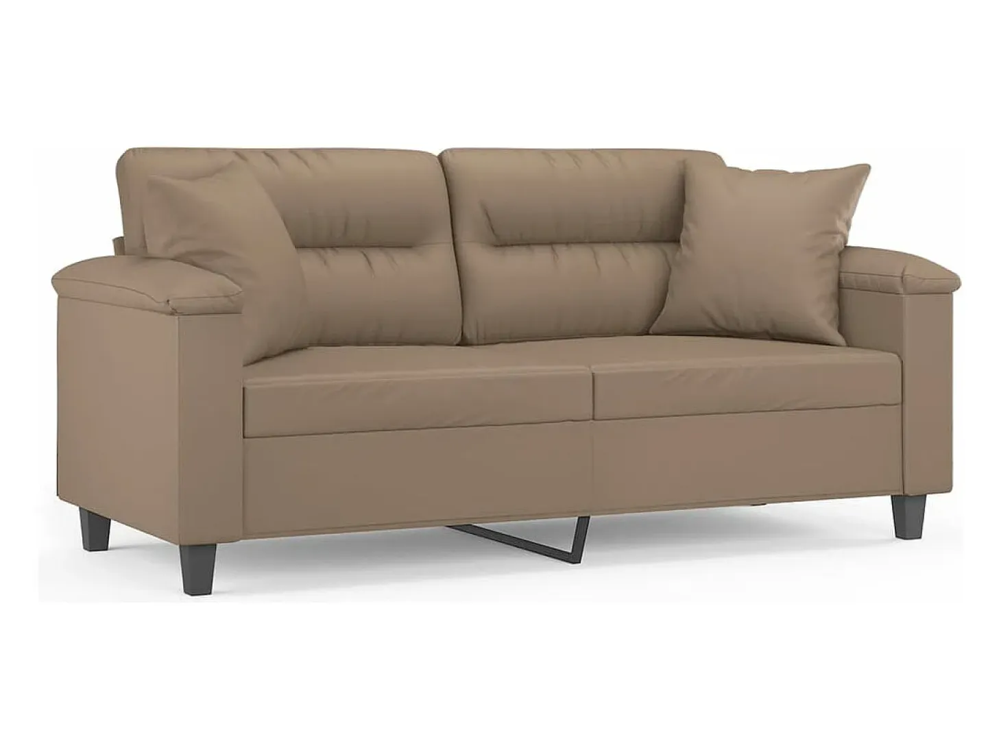 Sofá de 2 plazas con cojines cuero sintético capuchino 140 cm