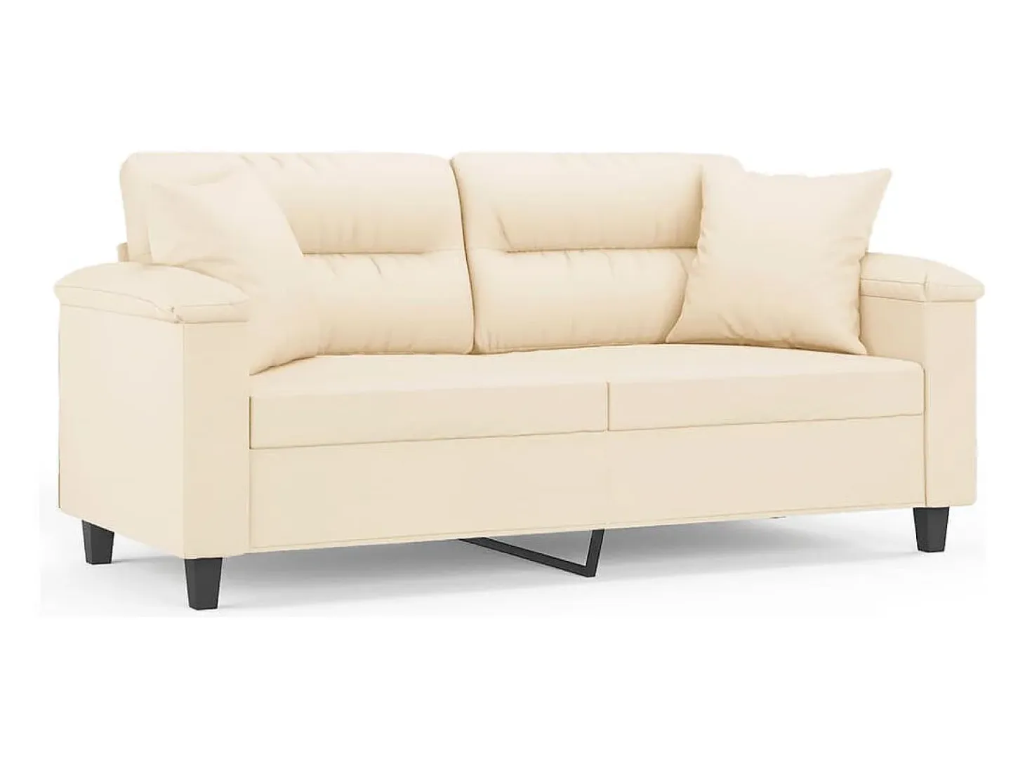 Sofá de 2 plazas con cojines tela de microfibra beige 140 cm