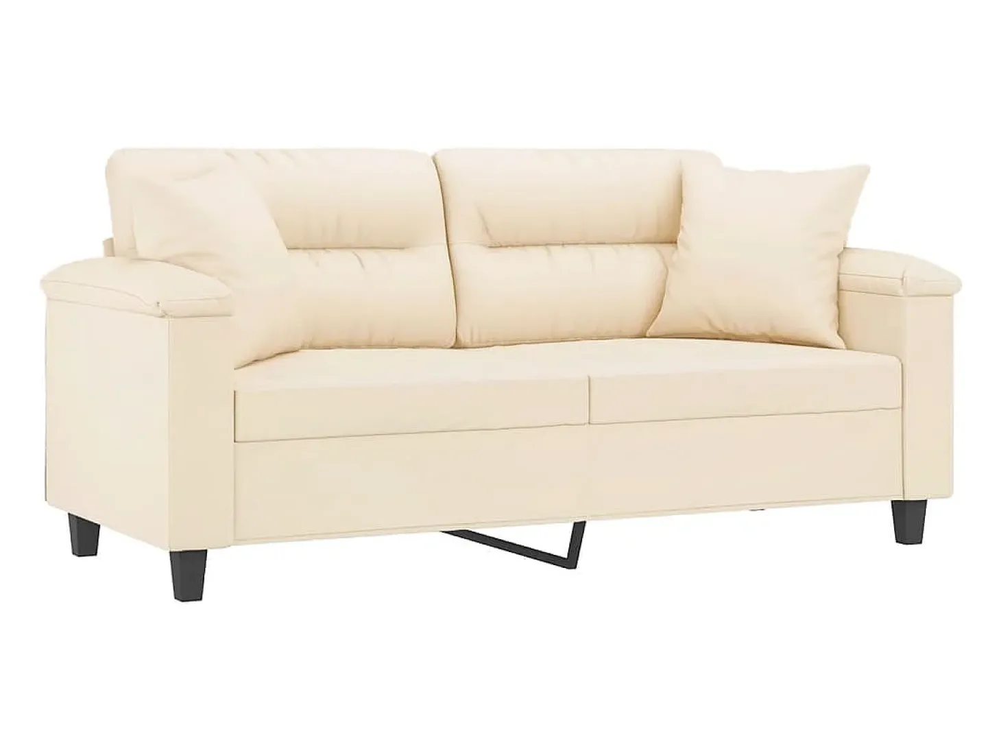 Sofá de 2 plazas con cojines tela de microfibra beige 140 cm