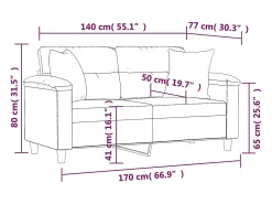 Sofá de 2 plazas con cojines tela de microfibra beige 140 cm