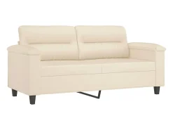 Sofá de 2 plazas con cojines tela de microfibra beige 140 cm