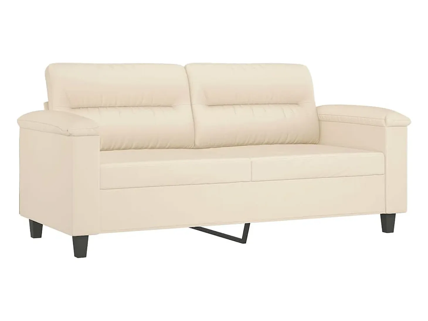 Sofá de 2 plazas con cojines tela de microfibra beige 140 cm