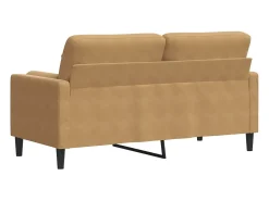 Sofá de 2 plazas con cojines terciopelo marrón 140 cm