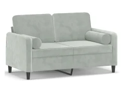 Sofá de 2 plazas con cojines terciopelo gris claro 120 cm