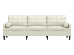 Sofá de 3 plazas con cojines terciopelo color crema 210 cm