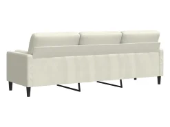 Sofá de 3 plazas con cojines terciopelo color crema 210 cm