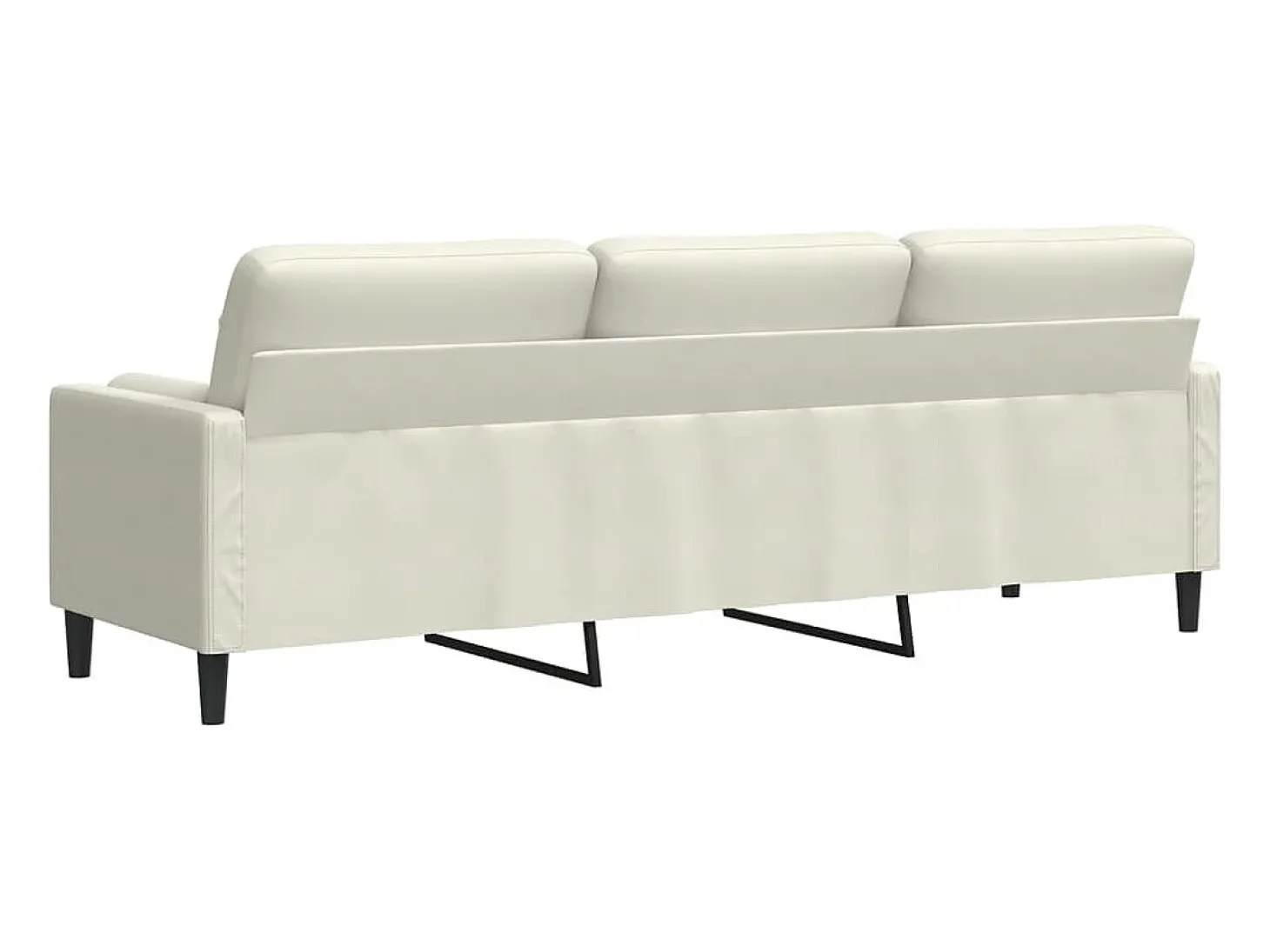 Sofá de 3 plazas con cojines terciopelo color crema 210 cm