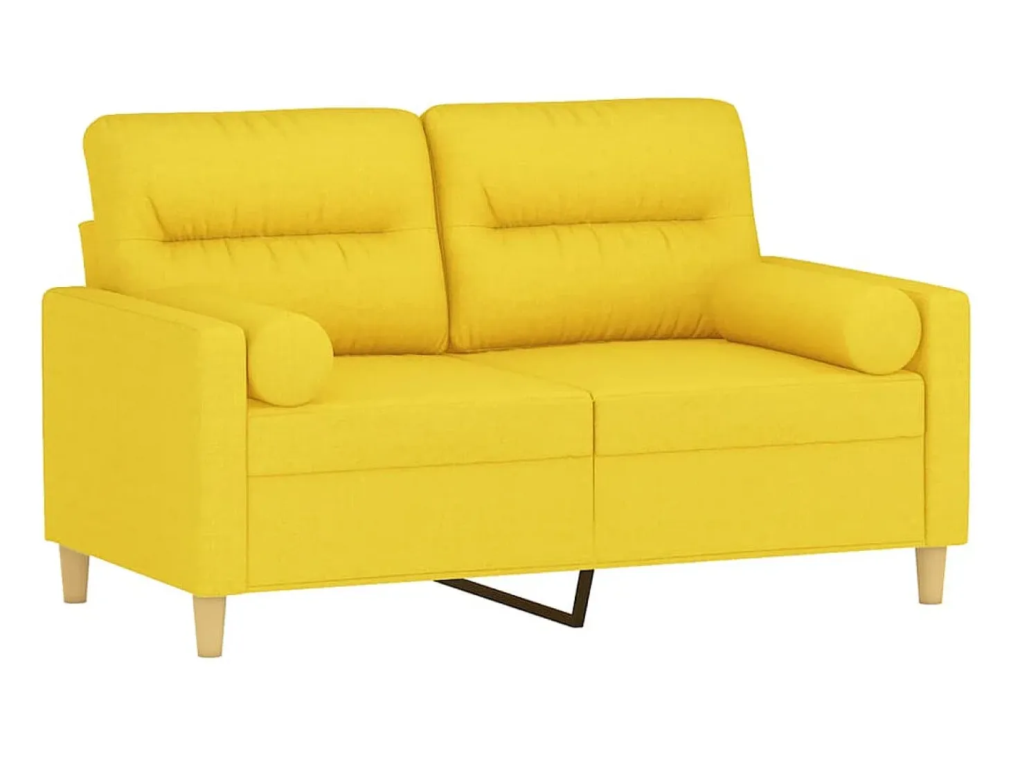Sofá de 2 plazas con cojines tela amarillo claro 120 cm