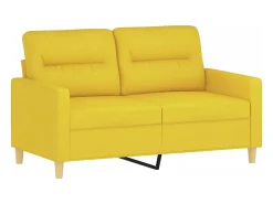 Sofá de 2 plazas con cojines tela amarillo claro 120 cm