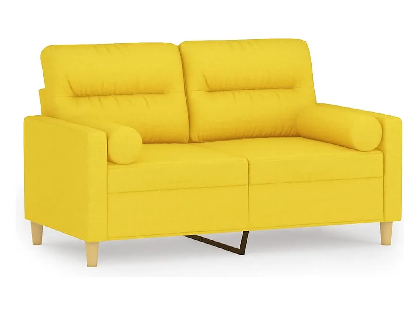 Sofá de 2 plazas con cojines tela amarillo claro 120 cm