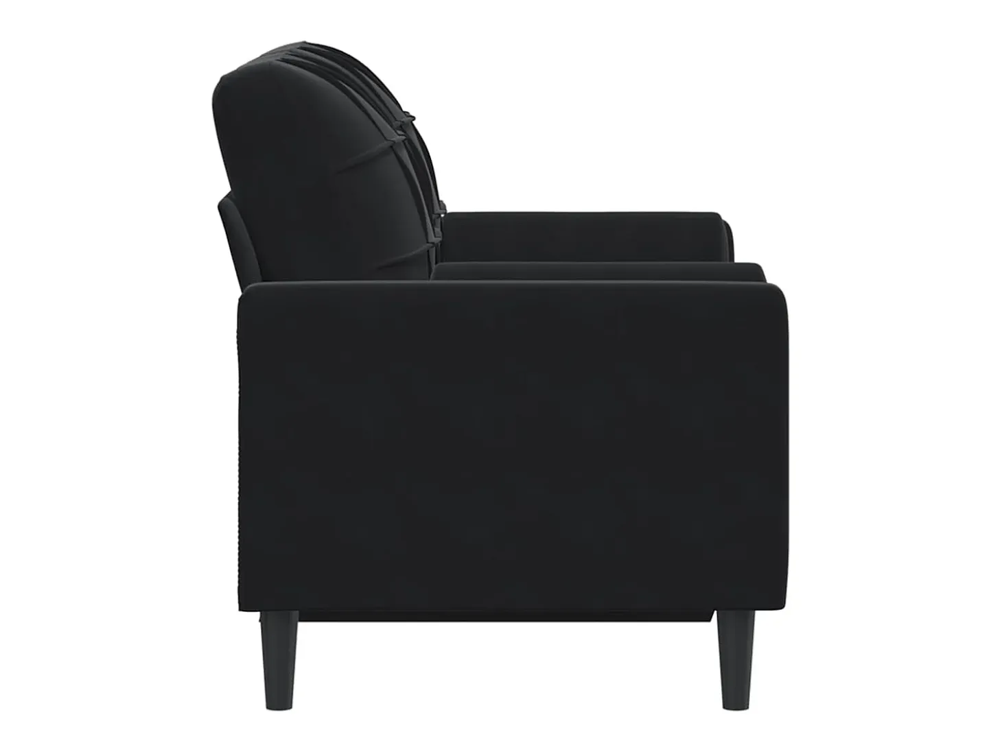 Sofá de 2 plazas con cojines terciopelo negro 120 cm