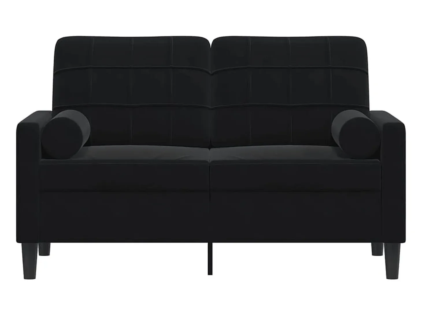 Sofá de 2 plazas con cojines terciopelo negro 120 cm