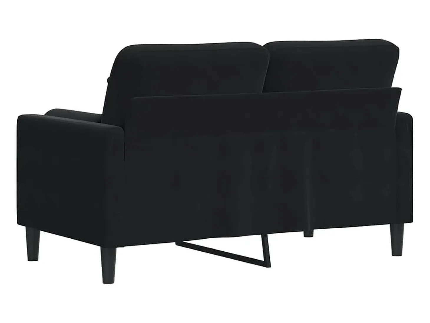 Sofá de 2 plazas con cojines terciopelo negro 120 cm