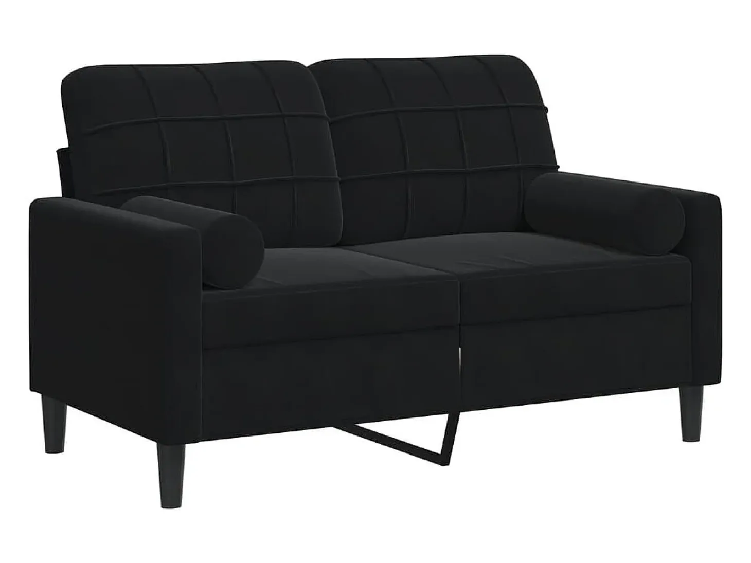 Sofá de 2 plazas con cojines terciopelo negro 120 cm