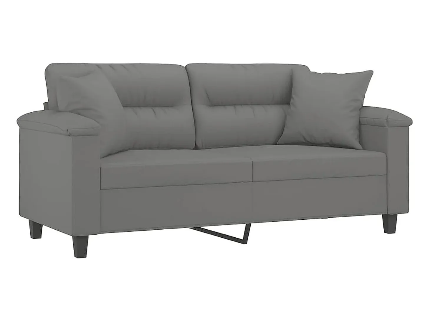 Sofá de 2 plazas con cojines tela microfibra gris oscuro 140 cm
