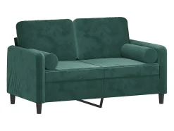 Sofá de 2 plazas con cojines terciopelo verde oscuro 120 cm