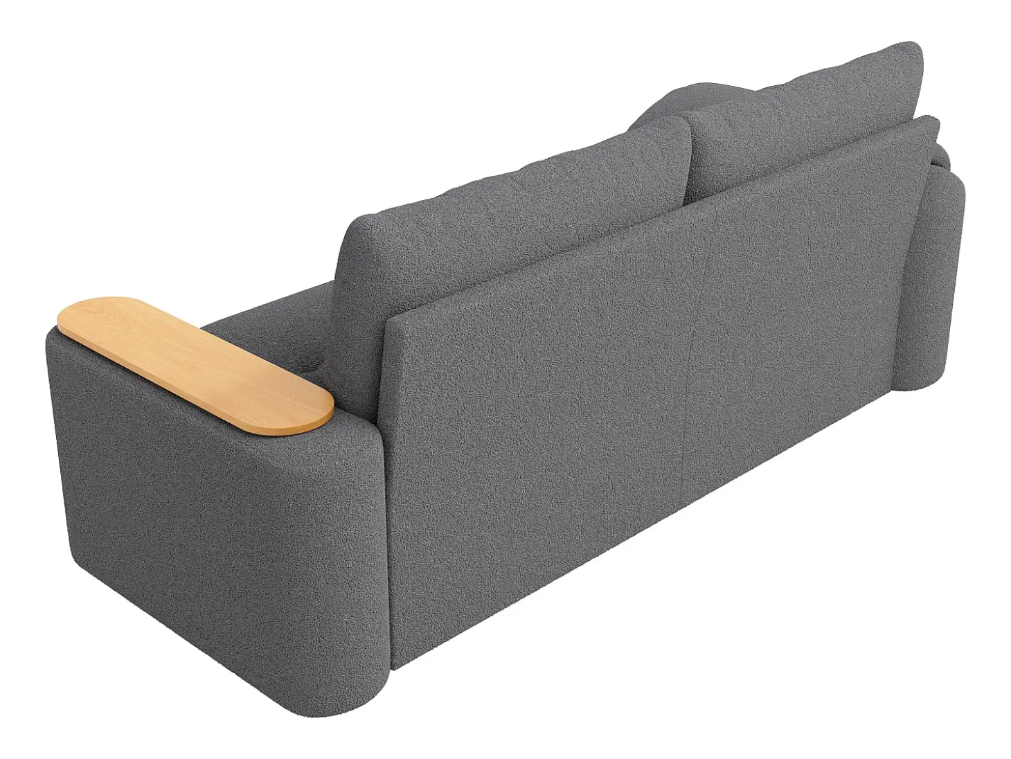 Sofá de 2 plazas con compartimentos de almacenaje y mesa auxiliar - Tela Teddy Gris