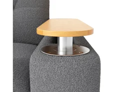 Sofá de 2 plazas con compartimentos de almacenaje y mesa auxiliar - Tela Teddy Gris