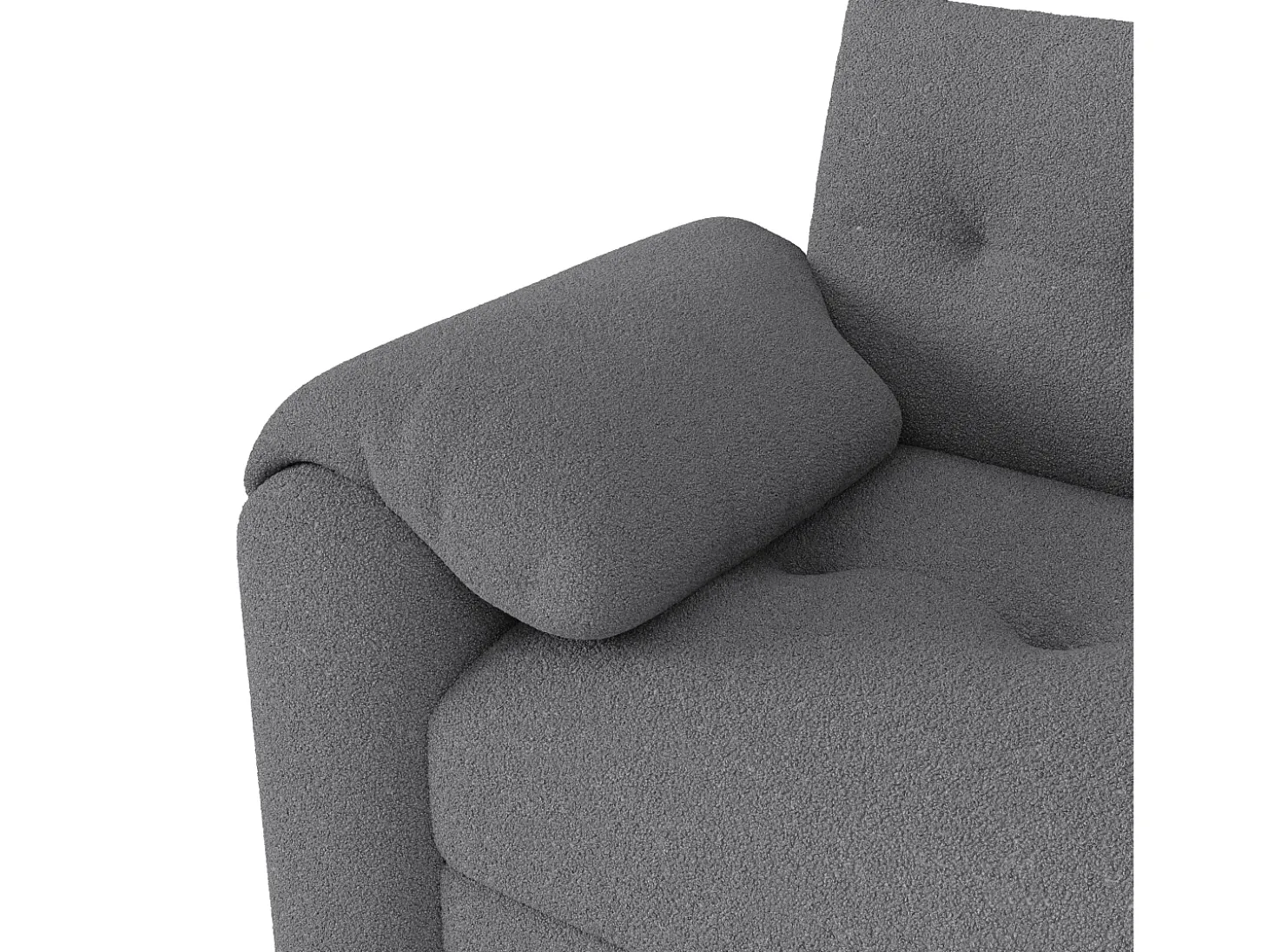 Sofá de 2 plazas con compartimentos de almacenaje y mesa auxiliar - Tela Teddy Gris