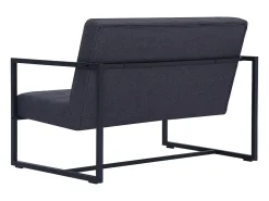 Sofá de 2 plazas con reposabrazos acero y tela gris oscuro