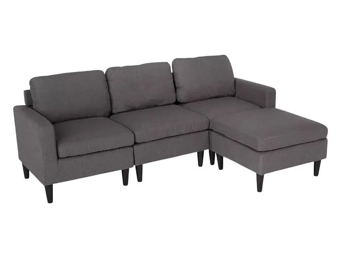 Sofá de 3 plazas con reposabrazos y puff de elegante tejido de salón moderno Steffy - Gris