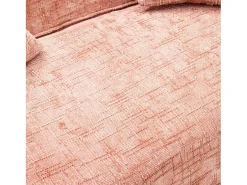 Sofá de 2 plazas con reposabrazos y cojines acolchados, diseño curvo - chenilla rosa