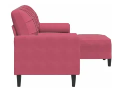 Sofá de 3 plazas con taburete de terciopelo rojo tinto 180 cm